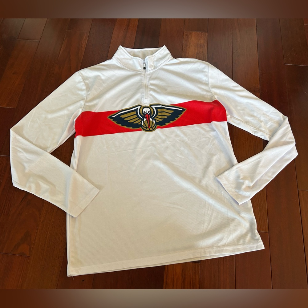 New Orleans Pelicans White Long Sleeve Shirt 1/4 Zip NBA Basketball Men’s